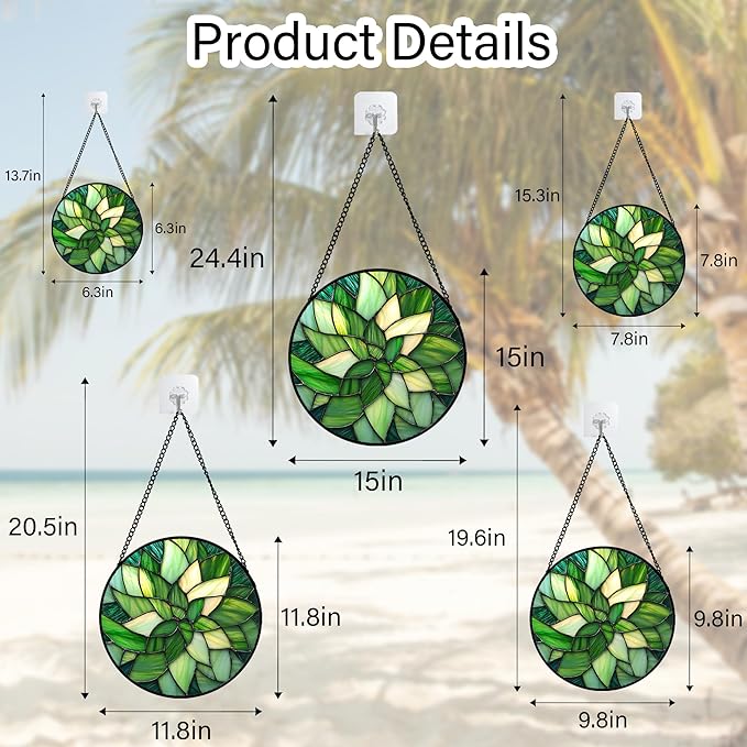 CRISGIF Stained Glass Window Hanging - Ireland Green Suncatcher for Doors Garden Patio Sun Catchers Decor Mother's St. Patrick's Day Birthday for Women Men Mom Nana Friend 9.8 in