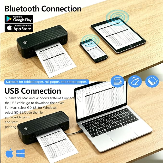 Portable Printer for Travel Bluetooth, Inkless Travel Printer, supports thermal - Image 5