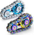 Valentines Day Gifts for Teens Boys Metal Fidget Spinner Toys for Adults Figette Bike Chain Roller Cool Gadgets ADHD Anxiety Stress Relief Items Figet Desk Offices EDC Men - Rainbow+Blue