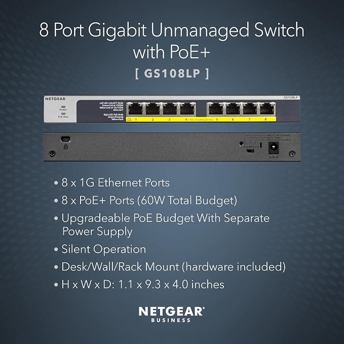 NETGEAR 8-Port Gigabit Ethernet Unmanaged PoE Switch - - Image 2