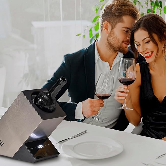 Electric Wine Chiller, Single Bottle Cooler for 750ml Wine or Some Champagne,Stainless Steel Iceless Cooler Keep Cold Up to 24h,Kitchen,Bar and RV Vino Accessory,Gift for Vino Lover