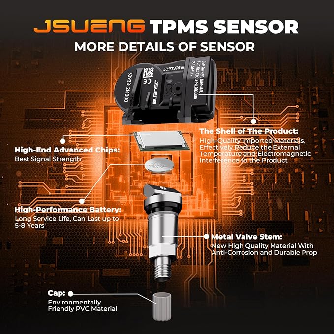 Jsueng 4-Pack TPMS Sensor Tire Pressure Monitoring Sensors Compatible - Image 3