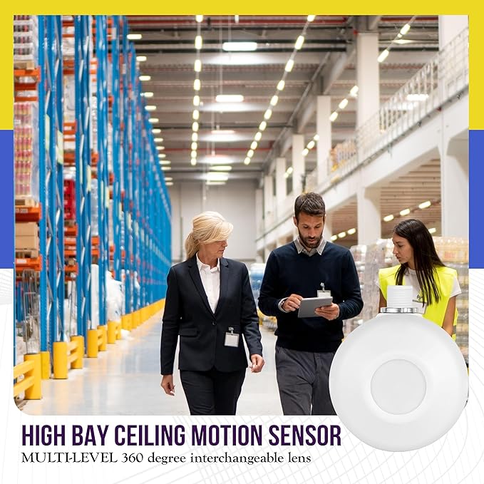 ENERLITES High Bay 360 Degree Passive Infrared (PIR) Ceiling Occupancy Motion Sensor, 1200-2800 sq. ft. Coverage, 120-277VAC, Commercial/Industrial Grade, MPC-50H, 8 Pack