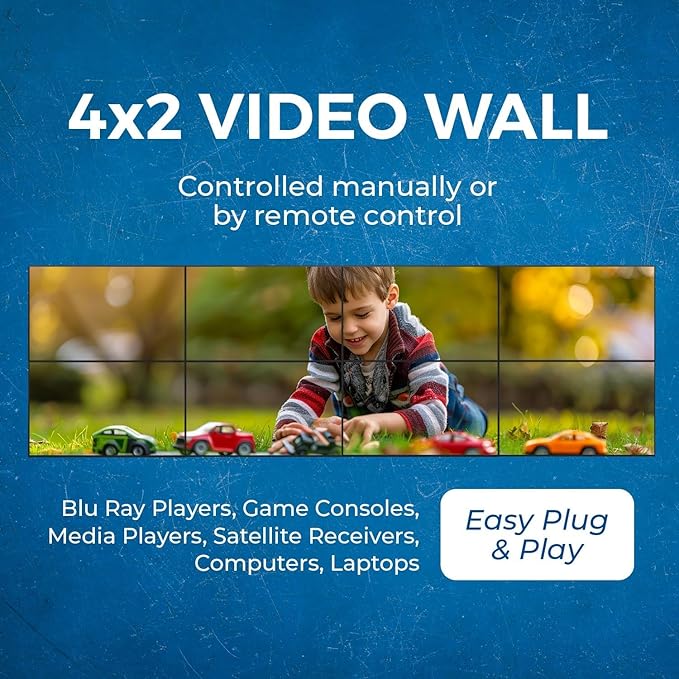 OREI 4K 8x8 Seamless HDMI Matrix Switch Video Wall Controller HDMI Processor Upto 4K 60hz 4:4:4 8-bit - HDMI 2.0, HDCP 2.2, 18 Gbps, UltaHD 4x2, 2x2, 1x4, 1x2, 4x1 Remote Control (UHDS-808VW)
