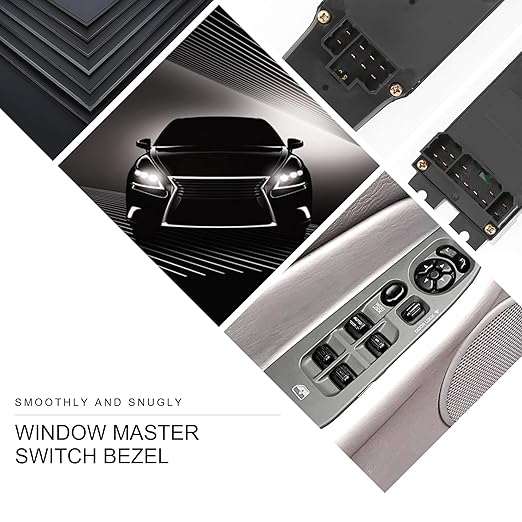 BASIKER Master Power Window Switch and Bezel Driver Side and Window Bezel Passenger Side Replacements for 2002-2010 Dodge Ram 1500 2500 3500, Grey