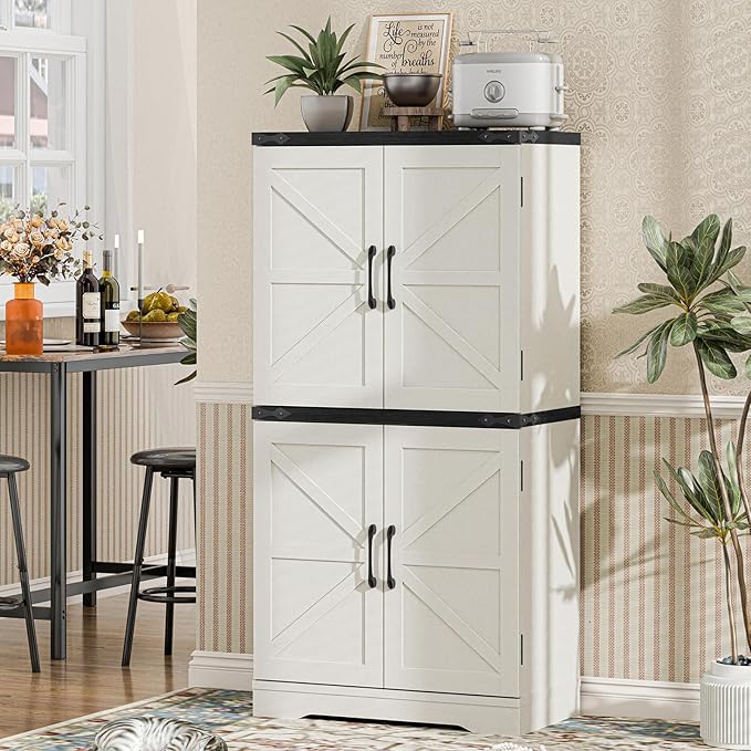Farmhouse Floor Storage Cabinet with Adjustable Shelves, Rustic Style for Bathroom, Kitchen, Living Room