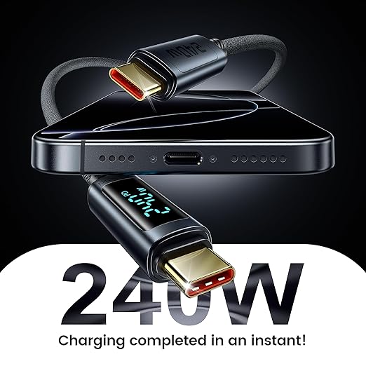 toocki USB C Cable 3.3ft 240W Fast Charging Cord with LED Display Compatible with iPhone 17 16 15 Pro Plus Pro Max Air, iPad Pro, Samsung Galaxy S24 S23, Switch, MacBook Air, Pixel