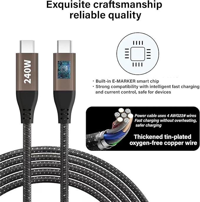 800W USB-C Charging Station GaN III 10-Port & 6.6ft 240W Cable, Compatible with iPhone, ipad, Samsung, Pixel, MacBook and Notebook etc.