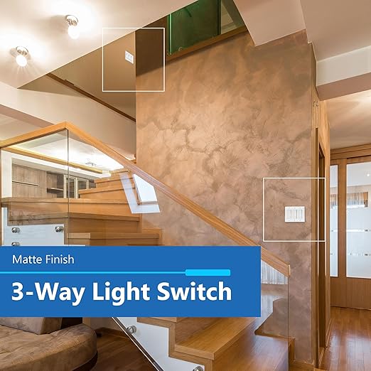 LIDER Matte White Minimalist Design Decorator Switch, Frameless Paddle Wall Light Switch, On/Off Rocker Switch, 3-Way or Single Pole, Residential Grade, UL Listed, 3 Wire, 15A 120-277VAC, 10 Pack