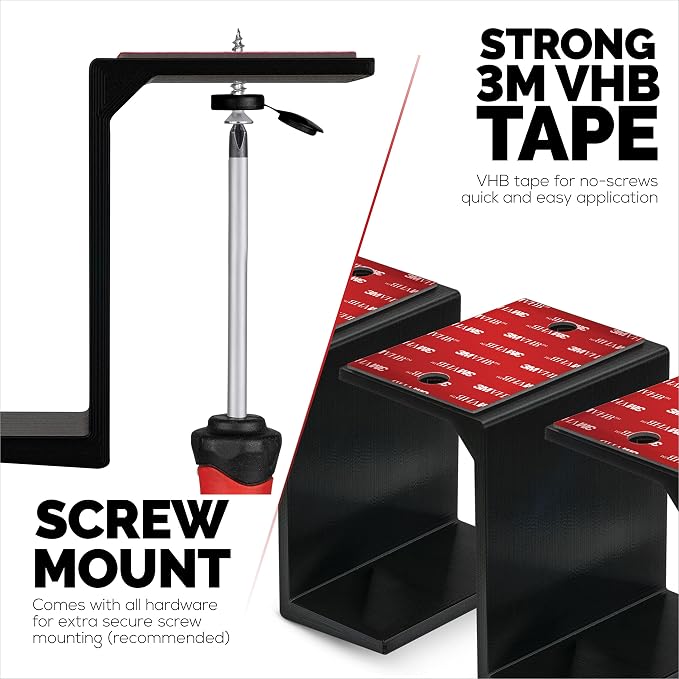BRAINWAVZ 3” Under Desk Laptop & Device Holder Mount, Adhesive & Screw in - Image 4