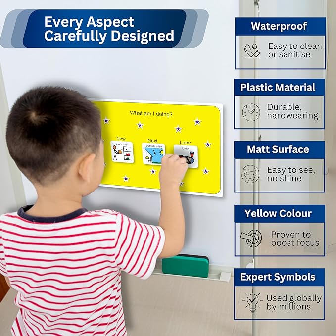 First Then Visual Schedule for Kids –Premium Durable Plastic –32 Communication Cards –Autism Learning Materials –Special Education Classroom (English)