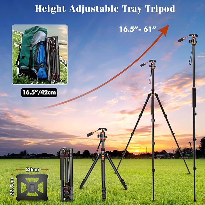 Nietoto Camera Tripods & Projector Stand, 2 in1 Tripod for Camera with Removable Metal Tray, Heavy Duty Tripod for DSLR. Projector. Sheet Music and Tablet, Extra Metal Spikes and Carry Bag
