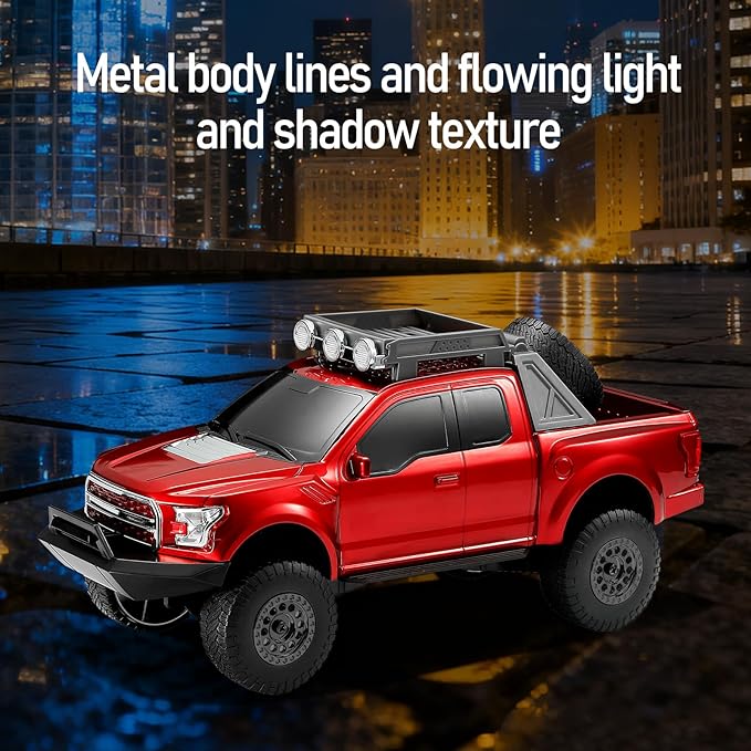 WS-589 Rugged Pickup Truck Bluetooth Replica Speaker – Portable Audio with TWS, LED Party Lights & HD Stereo | Unique Surprise Gift for Music & Truck Lovers(Red)