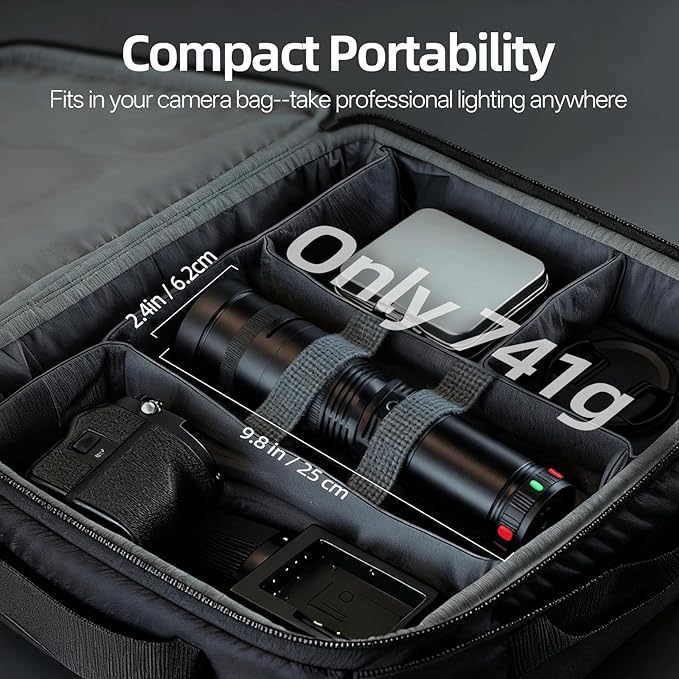 Alluneitter 40W LED Photography Flashlight Aluminum, Professional Imaging Lens, Stepless Zoom Control, 7800mAh,4 Color Light with 20 gobos for Photo, Content Creation Video Recording Accessorie