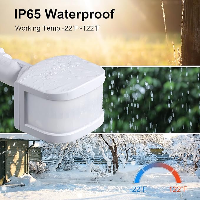 TREEWELL 2 Pack 240-Degree Replacement Motion Sensor, Adjustable LUX(5-300) & Time & Detection Sensitivity Up to 60 Feet Range, 3 Working Modes Outdoor Motion Detector for Security Floodlight, White