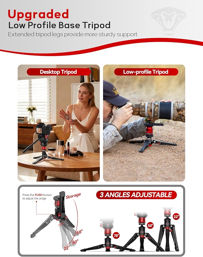 IFOOTAGE Monopod Cobra 3 A180T, Telescopic Video Mono pod Compatible - Image 7