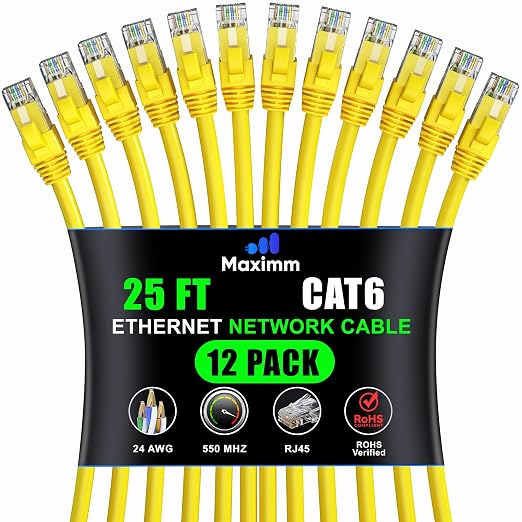 Maximm Cat 6 Ethernet Cable - 25 ft - High-Speed LAN by MaximmCable