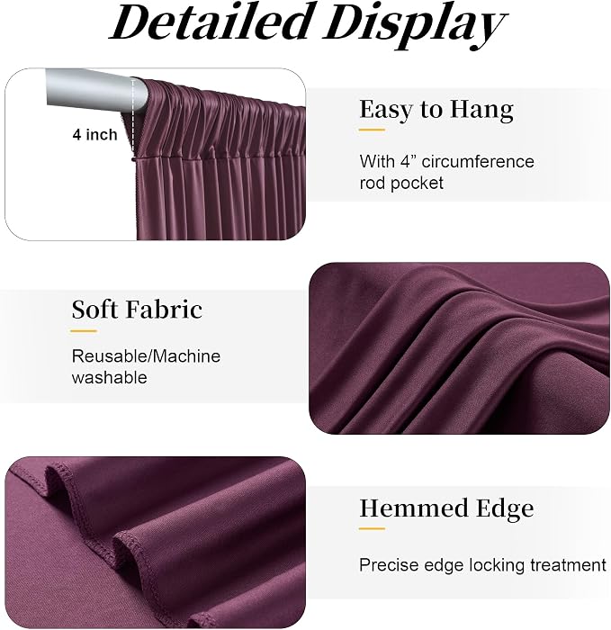 12ft x 10ft Burgundy Backdrop Curtains - Image 4