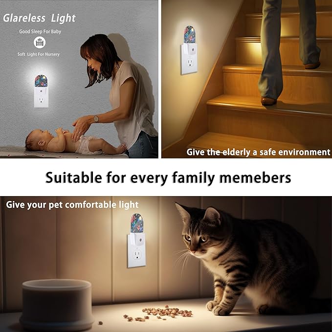 Axxitude Galaxy Space Constellation Cosmos Night Lights Plug into Wall for Girls Boys Room,Night Light LED Lamp Dusk to Dawn Sensor Round Lamp for Bedroom Bathroom Hallway Home Wall Decor Nightlight