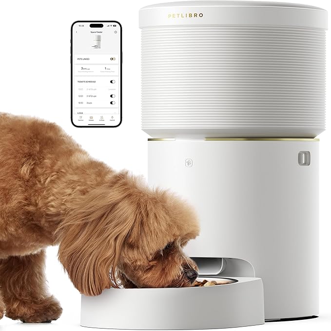 PETLIBRO 8L Automatic Dog Feeder, 5G Wi-Fi Automatic Dog/Cat Feeder, Vacuum-Sealed Automatic Dog/Cat Food Dispenser, Auto Pet Feeder with 18.7cm Large Food Tray for Large Medium Dogs Cats