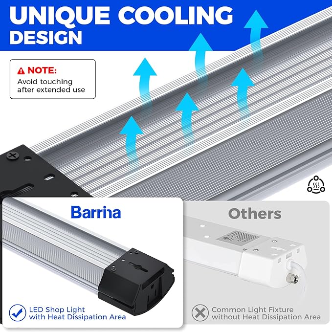 Barrina BS84 LED Shop Lights for Workshop 4FT, 84W, 10000LM, 6500K Utility Shop Lights, Pull Chain ON/Off, Hanging or Flush Mount, ETL, 6 Packs