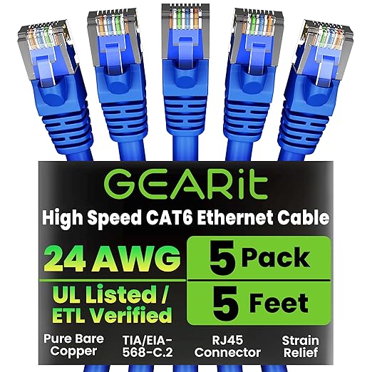 GEARit Cat 6 Patch Cables 5 ft Blue by GEARit