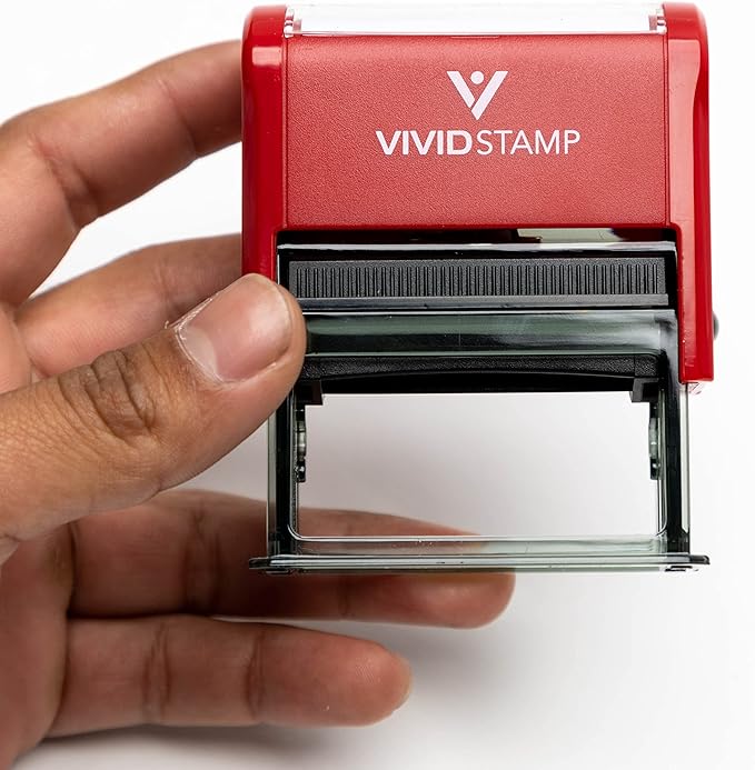 Basic Closed Self Inking Rubber Stamp (Red Ink) - Medium