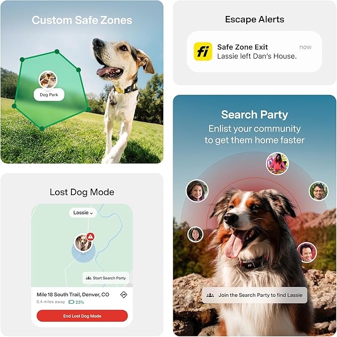 New Fi Series 3+ Smart Dog Tracker Collar [12 Month Membership Included] GPS Tracker for Dogs with Health & Behavior Monitoring, Escape Alerts, Waterproof, LED, Apple Watch Compatible (Blue, X-Small)