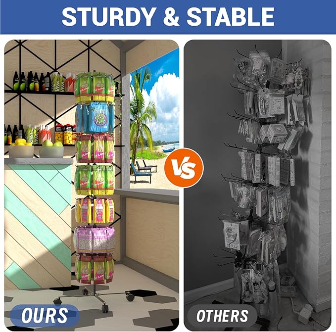 Scisum Retail Display Stand 7 Layer - Alloy Steel Jewelry Display for Vendors - 360°Rotating Display Stand for Jewelry, Key Chain, Cotton Candy
