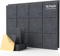 18 Pack Soundproof Wall Panels Self-Adhesive, Square Sound Proof Foam Panels for Wall, High Density Acoustic Panels, Acoustic Panels for Home Office, Reccording Studio 12" X 12" X 0.4" Dark Gray