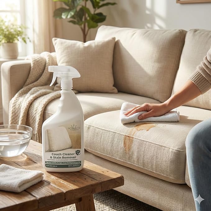 NOYATECH Couch Cleaner and Stain Remover Spray – Professional Strength, Multi-Surface Fabric and Upholstery Cleaner – Pet-Safe, Non-Toxic, Quick-Drying for Couches, Sofas & Car Interiors