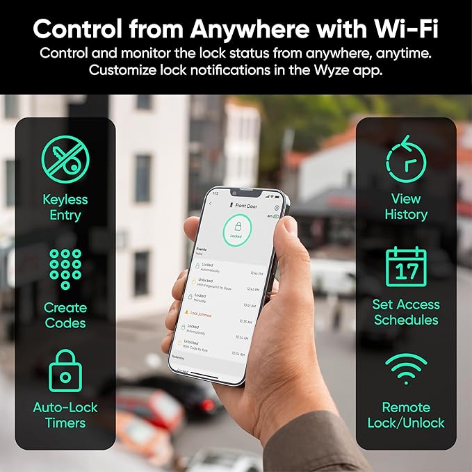 Wyze Auto-Lock Bolt v2, Fingerprint Keyless Entry Smart Lock, AI Learning - Image 5