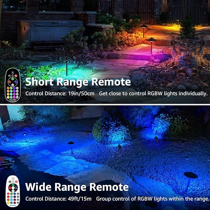 SUNVIE RGBW Low Voltage Pathway Lights 3W Color Changing Landscape Lights 12-24V Multi-Color Path Lights Waterproof for Yard Garden Walkway Holiday Landscape Path Lighting ETL Listed Cord, 4 Pack