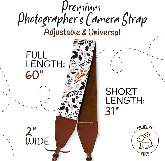 Art Tribute Camera Strap, Vintage Embroidered Neck Shoulder & Crossbody Camera - Image 5