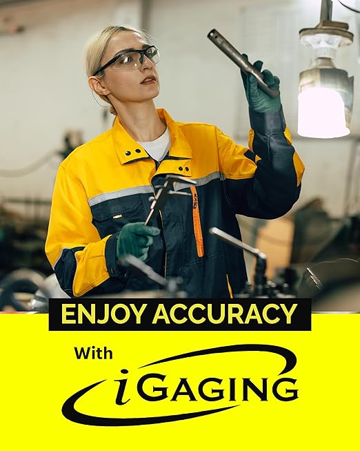 iGAGING EZCal Digital Caliper 0-8"/200 mm - IP54 Electronic Caliper with Extra-Large LCD Display - Quick & Accurate Measurements in Inch, Metric, & Fraction Modes - Includes Case, Manual, & Battery