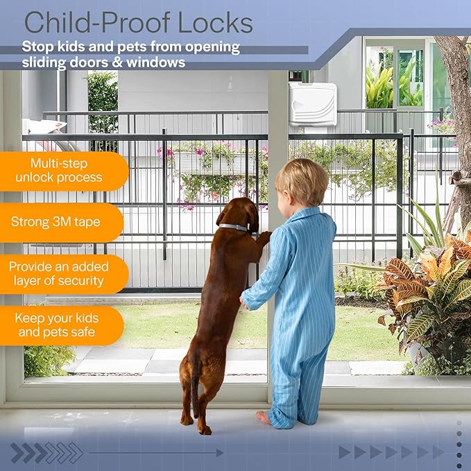 Todays Kids 2 Pack Sliding Door Lock - Child Proof Lock for Sliding Door, Easy to Install Sliding Window Lock - Strong Adhesive Sliding Door Security Lock, Versatile Window Locks & Sliding Door Lock