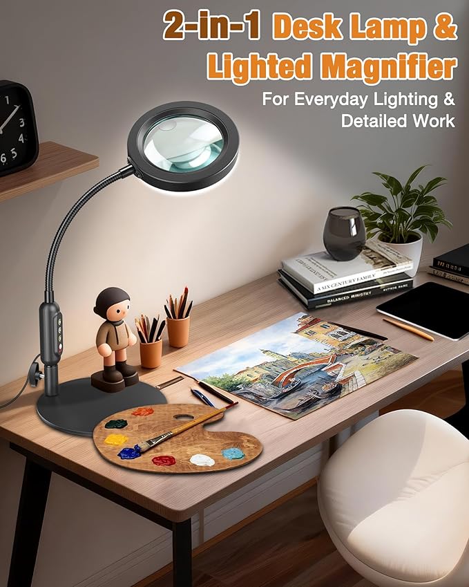 30X 10X Magnifying Glass with Light and Stand, 5 Color Modes Stepless Dimmable - Image 6