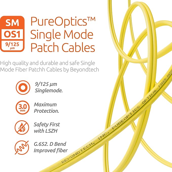 BEYONDTECH 15m LC to LC Fiber Patch Cable – UPC Single-Mode Duplex Fiber Optic - Image 4