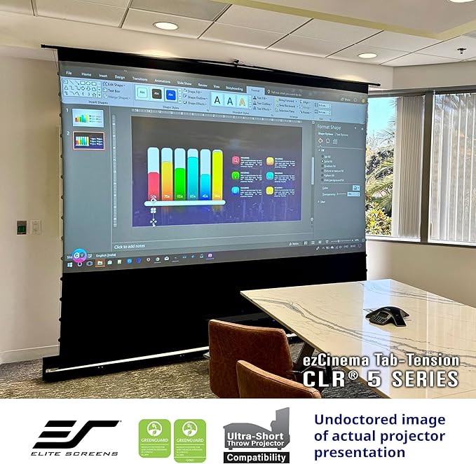 Elite Screens ezCinema Tab-Tension CLR 5, 123-inch Portable Floor-Rising UST Projector Screen, 16:9 ALR Ceiling Light Rejecting Tab-Tension Scissor-Backed Manual Pull-Up+Carry Bag, Black- FT123UH-CLR5
