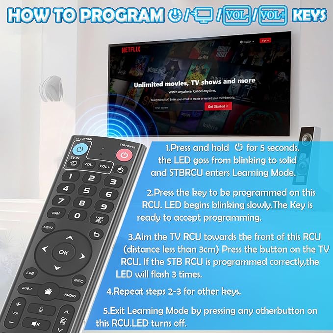 V3 Pro Voice Replacement Remote for vSeeBox, Compatible with V5 Pro/V3 Plus/V3 Pro/V2 Pro/V1 Pro/V1 Max/Elite/Max, Universal TV Control