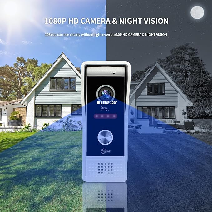 Video Doorbell Intercom System,10 Inches Touch Screen (Silver) Video Doorbell Door Phone System,Support Remote Unlock, Dual-Way Intercom,Night Vision for Villa House Apartment (1-Camera + 1-Monitor)
