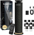 Waterless Scent Diffuser Starter Kit with 5 Oils, Luxury Hotel Style Cold Air Diffuser Oil Machine for Home, 1000 Sq Ft Coverage, Quiet Nebulizing Aromatherapy with Remote, Tower Fabric Design, Black