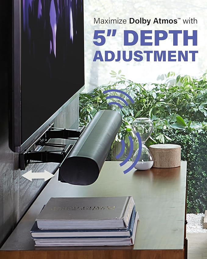 SANUS Extendable Soundbar Wall Mount for Sonos Arc & Sonos Arc Ultra Soundbar – 5” Depth Adjustment Optimized for Dolby Atmos - White Speaker Mount