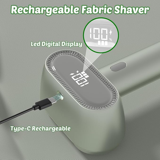 Tylasom Fabric Shaver, Rechargeable Double-Head Lint Remover, Electric Lint Shaver and Clothing Shaver to Remove Pillings and Fuzz Easily