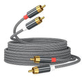 AGVEE 6.6ft RCA Cable, 2 RCA Male Thickened Six Claws Plug Stereo Auxiliary Audio Cord for Home Theater, Amplifier, Active Speakers or Subwoofer, Gray