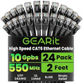GEARit Cat 6 Ethernet Patch Cables 2 ft Black, CAT6 High Speed 24AWG 10Gbps by GEARit