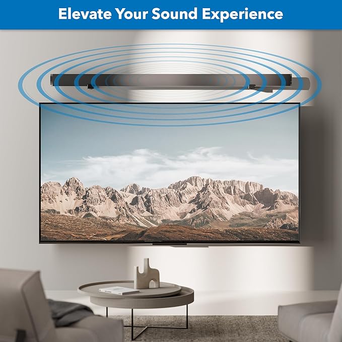 Mount-It! No Stud Sound Bar Wall Mount, Studless Soundbar Mounting Brackets for Drywall, Adjustable Depth Works with All Soundbars up to 6.1 inch Depth