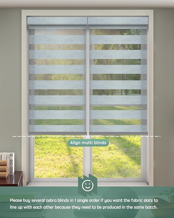 Yoolax Motorized Zebra Blinds Works with Alexa, Motorized Blinds with Remote Custom Size, Privacy Electric Zebra Shades for Windows (80% Shading Luxury Grey)