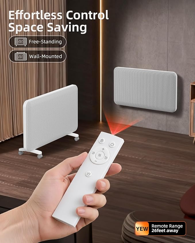 YEW Space Heaters for Lagre Room, Convection Infrared Electric Heater with 360° Whole-Room Heating, Thermostat, 24H Timer, Heaters with Tip-over & Overheat Protection for Indoor Use