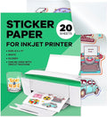 Sticker Paper for Inkjet Printer -, 8.5 x 11" Letter Size, Glossy White Vinyl by PaperPlan